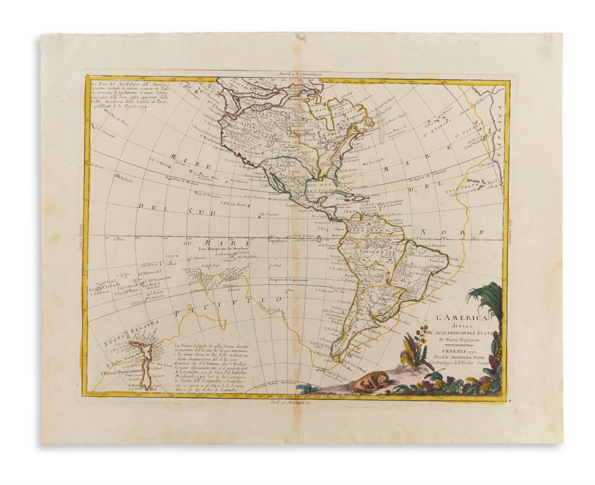 (AMERICAS.) Zatta, Antonio. Two double-page engraved maps of American geography.